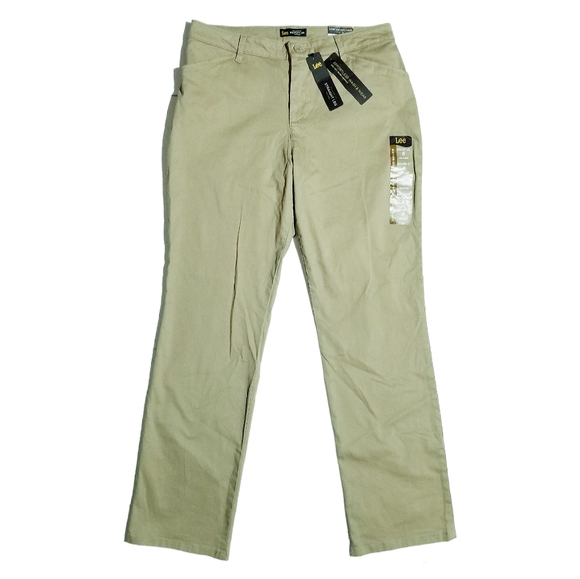 Lee Womens Relaxed Fit All Day Straight Leg Mid Rise Pant Flax Size 8 Medium NWT - Picture 1 of 8